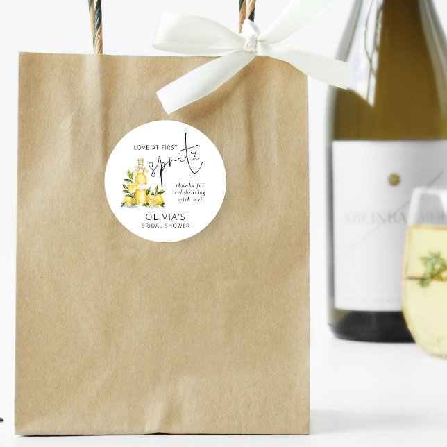 Adesivo Redondo Agradecimento para Chá de Noiva Love at First Spri (Criador carregado)