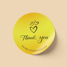 Adesivo Redondo Agradecimento Preto e Dourado Elegante