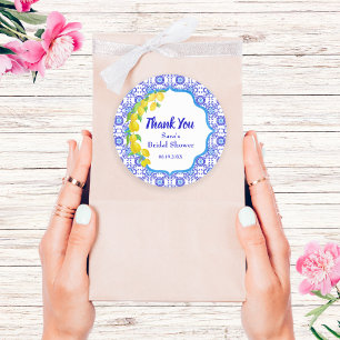 Adesivo Redondo Agradecimento Redondo Noiva Aquarela Limões Amalfi