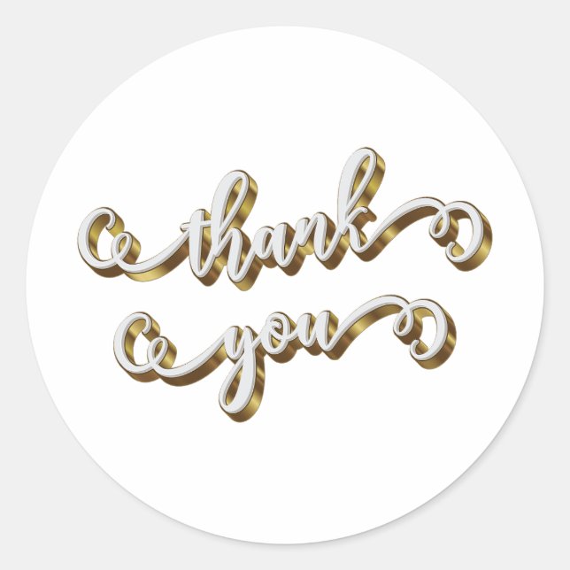 Adesivo Redondo Agradecimento Tipografia Ouro Moderno  (Frente)