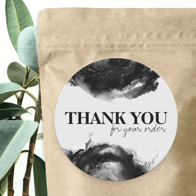 Adesivo Redondo Agradeço pela Pequena Empresa de Aquarela Preta Ab (Criador carregado)