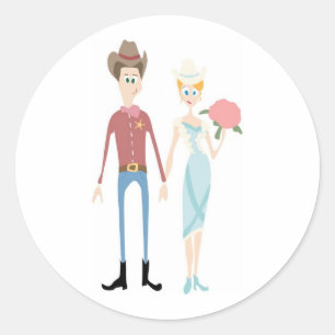 Adesivo Redondo Agrupamento como xerife leva a noiva do seu país