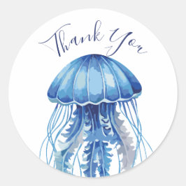 Adesivo Redondo Água Azul - Água-Viva Obrigado