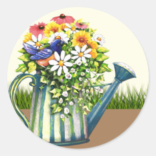 Adesivo Redondo Água com flores selvagens