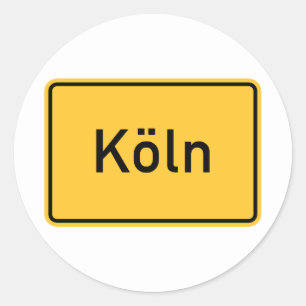 Adesivo Redondo Água de Colônia, sinal de estrada de Alemanha