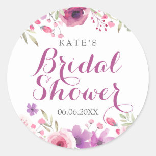 Adesivo Redondo Água de Rosa Aquarela Chuveiro Floral Nupcial