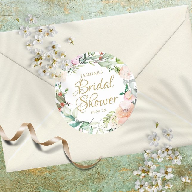 Adesivo Redondo Água de Rosas Silvestres Caligrafia Aquarela Favor (Criador carregado)