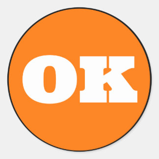 Adesivo Redondo Água destilada (OK) - Laranja x Branco x Preto