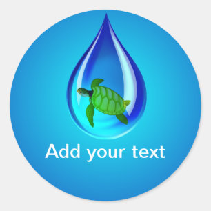 Adesivo Redondo Água e Tartaruga Marinha