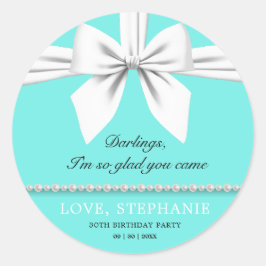 Adesivo Redondo Água Elegante Fino Tiffany Agradecimento de Aniver