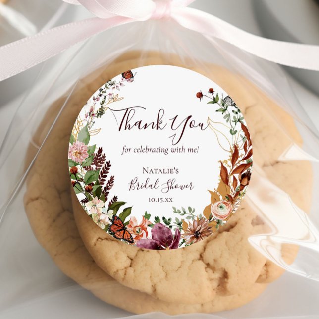 Adesivo Redondo Água-Forte Floral em Aquarela Outonal e Verde Agra (Criador carregado)