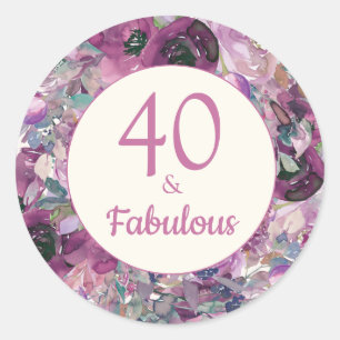 Adesivo Redondo Água-forte Floral Roxa Bonita 40 Fabulosa
