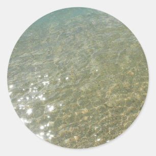 Adesivo Redondo Água na Praia I Fotografia Abstrata da Natureza