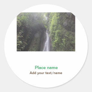 Adesivo Redondo água oceano praia foto adicionar nome texto local 