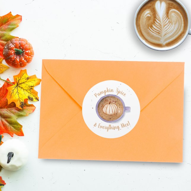 Adesivo Redondo Água Pumpkin Latte Pumpkin Spice (A watercolor Pumpkin Spice sticker for your mail and crafts!)