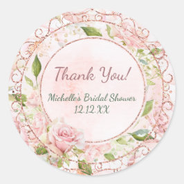 Adesivo Redondo Água Rosa Rosa Rosa Dourada Glitor Rosa Muito Obri