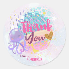 Adesivo Redondo Água-viva sob o mar Marcas para presentes favorece