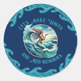 Adesivo Redondo Aguarde as ondas: Mer-memórias!