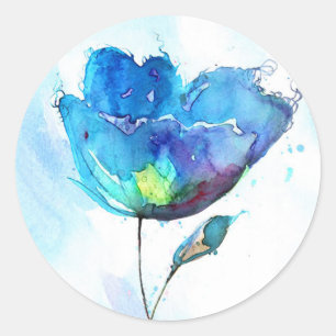 Adesivo Redondo Aguarela da flor