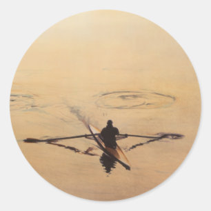 Adesivo Redondo "Aguarela do barco do Kayaker do Oarsman"