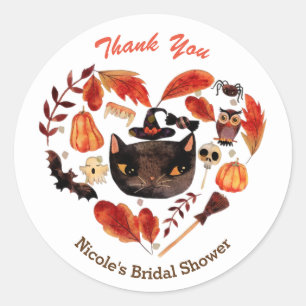 Adesivo Redondo Aguarela do gato preto do partido do Dia das