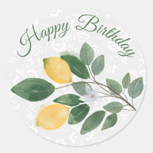 Adesivo Redondo Aguarela Limões Sicilian Happy Birthday