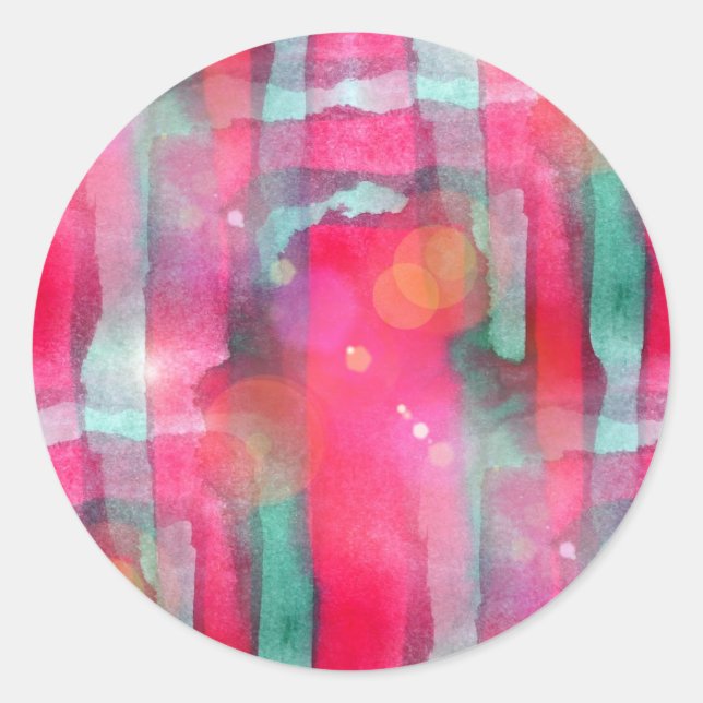 Adesivo Redondo Aguarela pintada abstrato do brilho de Sun (Frente)