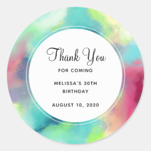 Adesivo Redondo Aguarela verde & vermelha moderna da nebulosa do