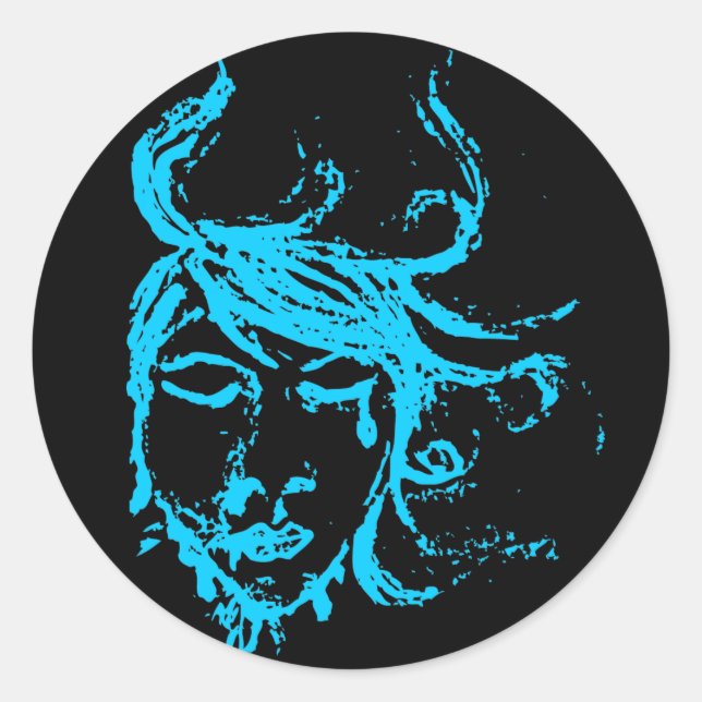 Adesivo Redondo águas azuis (Frente)