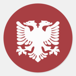 Adesivo Redondo Águia Albanesa Branca no Vinheiro Vermelho