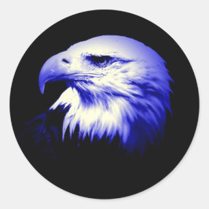 Adesivo Redondo Águia americana azul