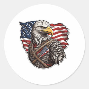 Adesivo Redondo águia americana com bandeira americana