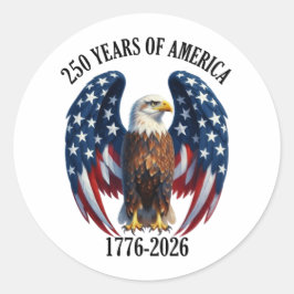 Adesivo Redondo Águia Americana Patriótica 250 Anos 1776-2026