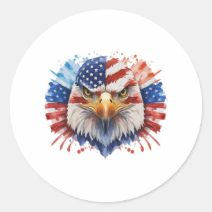 Adesivo Redondo Águia Bald Americana