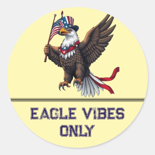 Adesivo Redondo Águia Bald Patriótica com Bandeira Americana - 4 d (Frente)