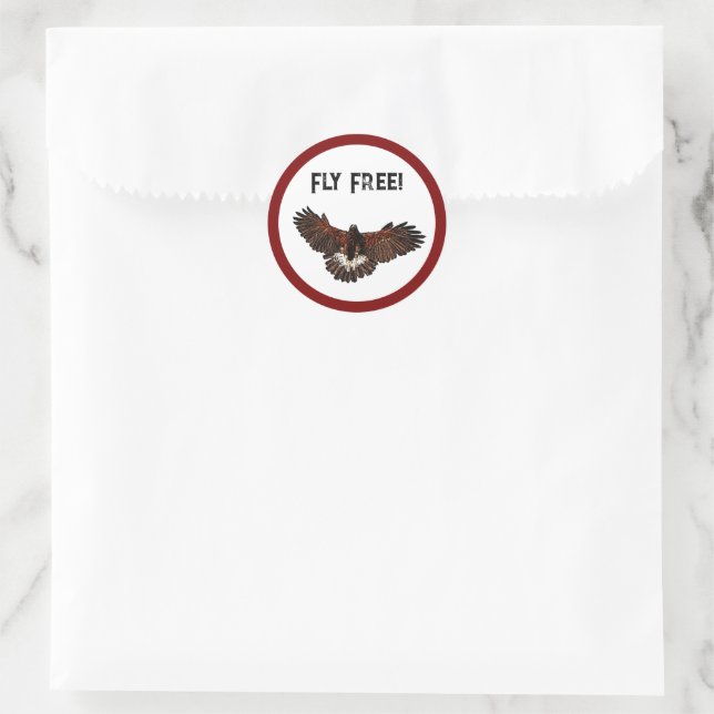 Adesivo Redondo Águia Bald Patriótica EUA Voando Arte Natural Livr (Bolsa)