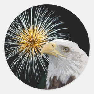 Adesivo Redondo Águia Balda e fogos de artifício