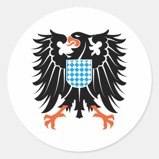 Adesivo Redondo Águia brasão Baviera Eagle crest Bavaria (Frente)