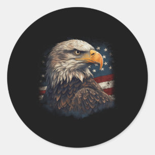 Adesivo Redondo Águia Careca Bandeira Americana Dos EUA 4 De Julho