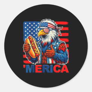 Adesivo Redondo Águia careca cachorro-quente bandeira americana en