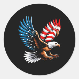 Adesivo Redondo Águia Careca e Bandeira Patriótica Americana 4 de