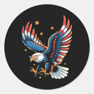 Adesivo Redondo Águia Careca Patriótica Bandeira Americana 4 De Ju