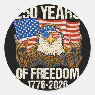 Adesivo Redondo Águia da Bandeira Americana 250 Anos de Liberdade