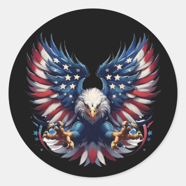 Adesivo Redondo Águia de bandeira americana, Clipe de Sublimação P (Frente)