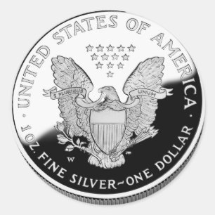Adesivo Redondo Águia de Prata Americana 1 Dólar