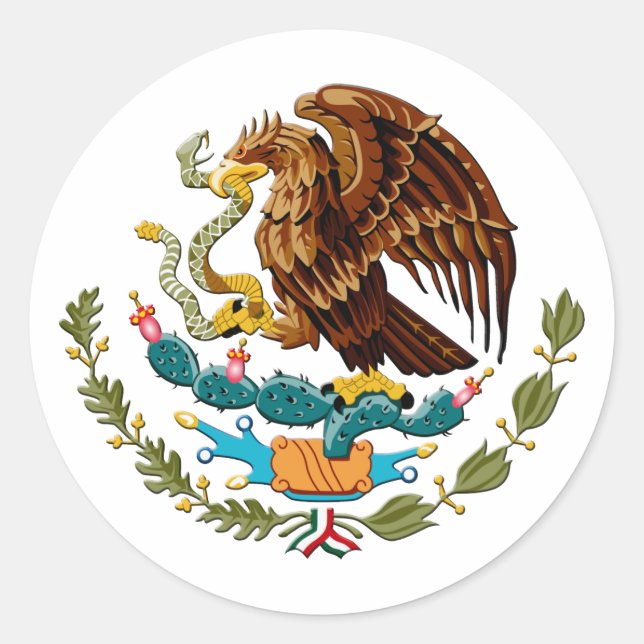 Adesivo Redondo Águia e cobra do México emblema para mexicanos (Frente)