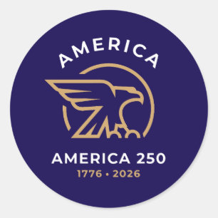 Adesivo Redondo Águia Emblemática América 250 1776–2026 Patriótica