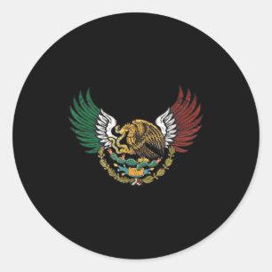 Adesivo Redondo Águia Mexicana Asteca Com Asas De Bandeira Tricolo