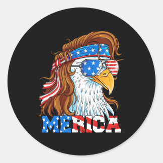 Adesivo Redondo Águia Mullet Merica 4 De Julho Bandeira Americana