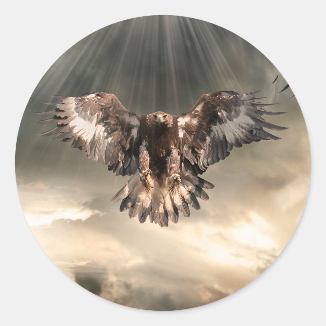 Adesivo Redondo Águia ouro (Frente)